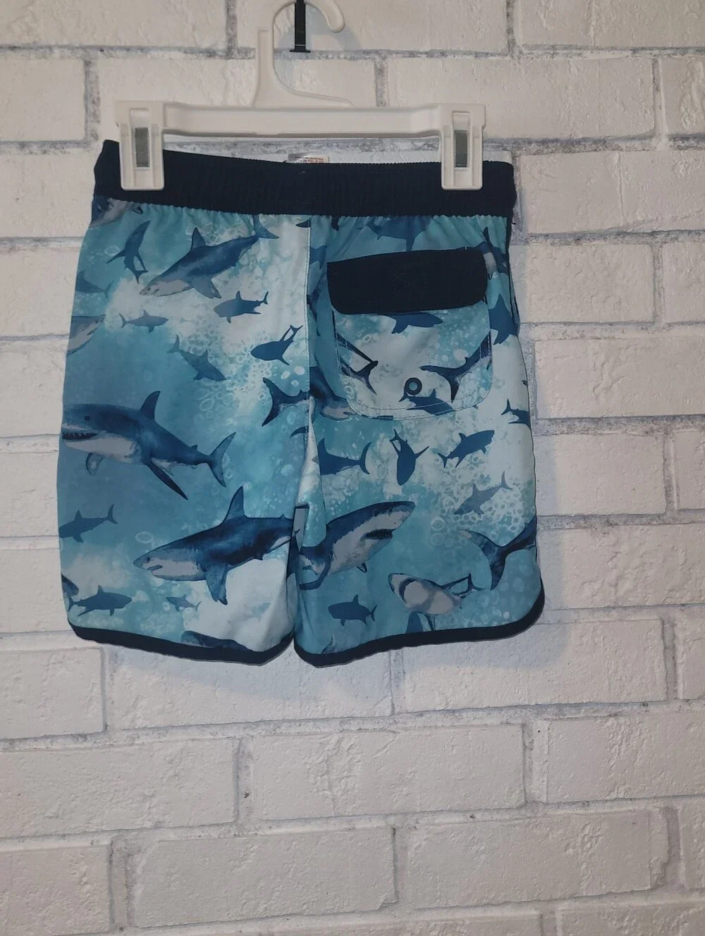 Wonder Nation Boys Shark Swim Trunks Blue Size S (6-7)